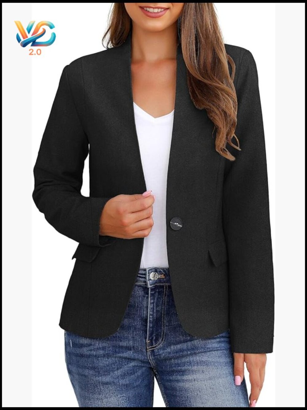 Women's Business Casual Blazer With Pockets And Back Slit